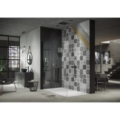 Hüppe Wandverkleidung EasyStyle BxH 100 Cm X 225 Cm Barcelona Tiles Weiß-Schwarz -Badezimmergeschäft 859122 2438 ES010143C