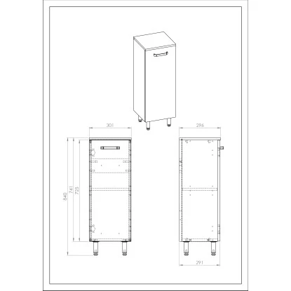 Eve Unterschrank 1-Türig Weiß Hochglanz 30 Cm 4 Eve Unterschrank 1-Türig Weiß Hochglanz 30 Cm – Bild 2