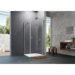 Hüppe 4-Eck-Schwingfalttür Design Pure BxH: 80 Cm X 200 Cm R Silber Matt 1