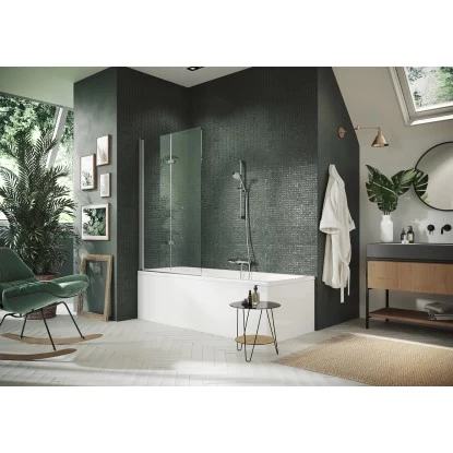 Hüppe Badewannen-Schwingfalttür Design Pure BxH: 100 Cm X 150 Cm L Silber Matt 3 Hüppe Badewannen-Schwingfalttür Design Pure BxH: 100 Cm X 150 Cm L Silber Matt