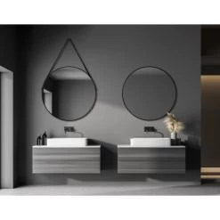 DSK Design Wandspiegel Silver Coiffeur Ø 80 Cm Schwarz Matt Rund -Badezimmergeschäft 931348 2963 3