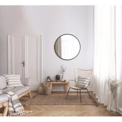 DSK Design Wandspiegel Silver Coiffeur Ø 80 Cm Schwarz Matt Rund -Badezimmergeschäft 931348 2963 5