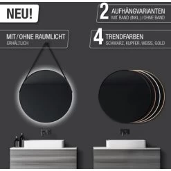 DSK Design Wandspiegel Silver Coiffeur Ø 80 Cm Schwarz Matt Rund -Badezimmergeschäft 931348 2963 9