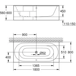 Grohe Badewanne Essence 180 Cm X 80 Cm Überlauf 7 Grohe Badewanne Essence 180 Cm X 80 Cm Überlauf -Badezimmergeschäft 932158 4520 3