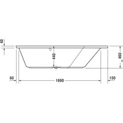 Duravit Eck-Badewanne Paiova 5 Ecke Rechts Rückenschrägen 190 Cm X 140 Cm -Badezimmergeschäft 947101 4123 700393V