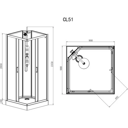 Sanotechnik Komplettdusche Epic Schwarz 235 Cm X 90 Cm X 90 Cm 4 Sanotechnik Komplettdusche Epic Schwarz 235 Cm X 90 Cm X 90 Cm – Bild 2