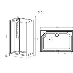 Sanotechnik Komplettdusche Epic Schwarz 225 Cm X 120 Cm X 80 Cm -Badezimmergeschäft 952529 4633 CL52 Skizze 2