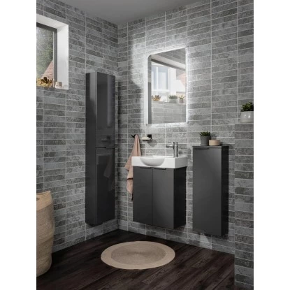 Fackelmann Mini-Waschtischunterschrank 55 Luna 52 Cm Anthrazit Hochglanz 4 Fackelmann Mini-Waschtischunterschrank 55 Luna 52 Cm Anthrazit Hochglanz – Bild 2