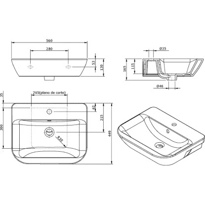 AquaSu Waschtisch Lenado 56 Cm Weiß 7 AquaSu Waschtisch Lenado 56 Cm Weiß – Bild 5