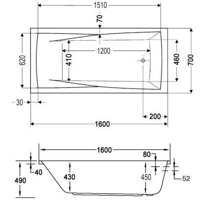 Badewanne Atlanta 160 Cm X 70 Cm 4 Badewanne Atlanta 160 Cm X 70 Cm – Bild 2