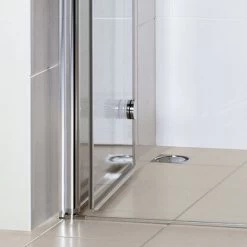 Breuer Eckeinstieg DrehfalttürElana Komfort Silber Matt Klarglas 80 X 80 Cm -Badezimmergeschäft obi 309