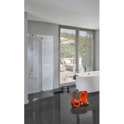 Eckdusche Freistil Drehtür M. Festteil Und Wand Chrom 90x90x200 Cm Anschlag L -Badezimmergeschäft obi 312