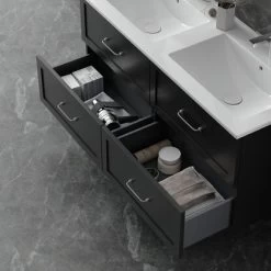 Randal Waschbeckenunterschrank Drome 4 Schubladen 120 Cm Schwarz Griffe Silbern 17 Randal Waschbeckenunterschrank Drome 4 Schubladen 120 Cm Schwarz Griffe Silbern -Badezimmergeschäft obi 489