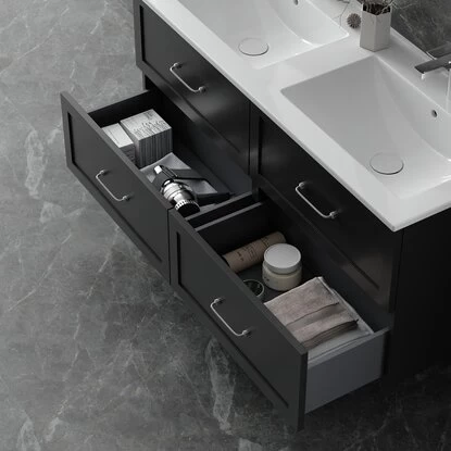 Randal Waschbeckenunterschrank Drome 4 Schubladen 120 Cm Schwarz Griffe Silbern 10 Randal Waschbeckenunterschrank Drome 4 Schubladen 120 Cm Schwarz Griffe Silbern – Bild 8