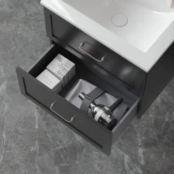 Randal Waschbeckenunterschrank Drome 2 Schubladen 60 Cm Schwarz Griffe Silbern 17 Randal Waschbeckenunterschrank Drome 2 Schubladen 60 Cm Schwarz Griffe Silbern -Badezimmergeschäft obi 491