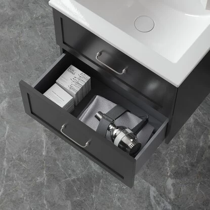 Randal Waschbeckenunterschrank Drome 2 Schubladen 60 Cm Schwarz Griffe Silbern 10 Randal Waschbeckenunterschrank Drome 2 Schubladen 60 Cm Schwarz Griffe Silbern – Bild 8