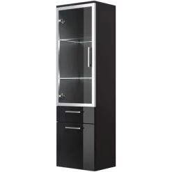 Posseik Hochschrank 40 Cm Rima Anthrazit Mit Glasböden -Badezimmergeschäft obi 498